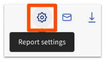 Report settings gear icon next to export buttons