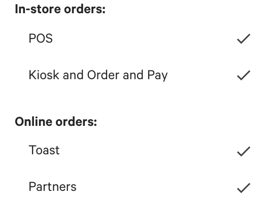 "visible to" options checked off for online orders
