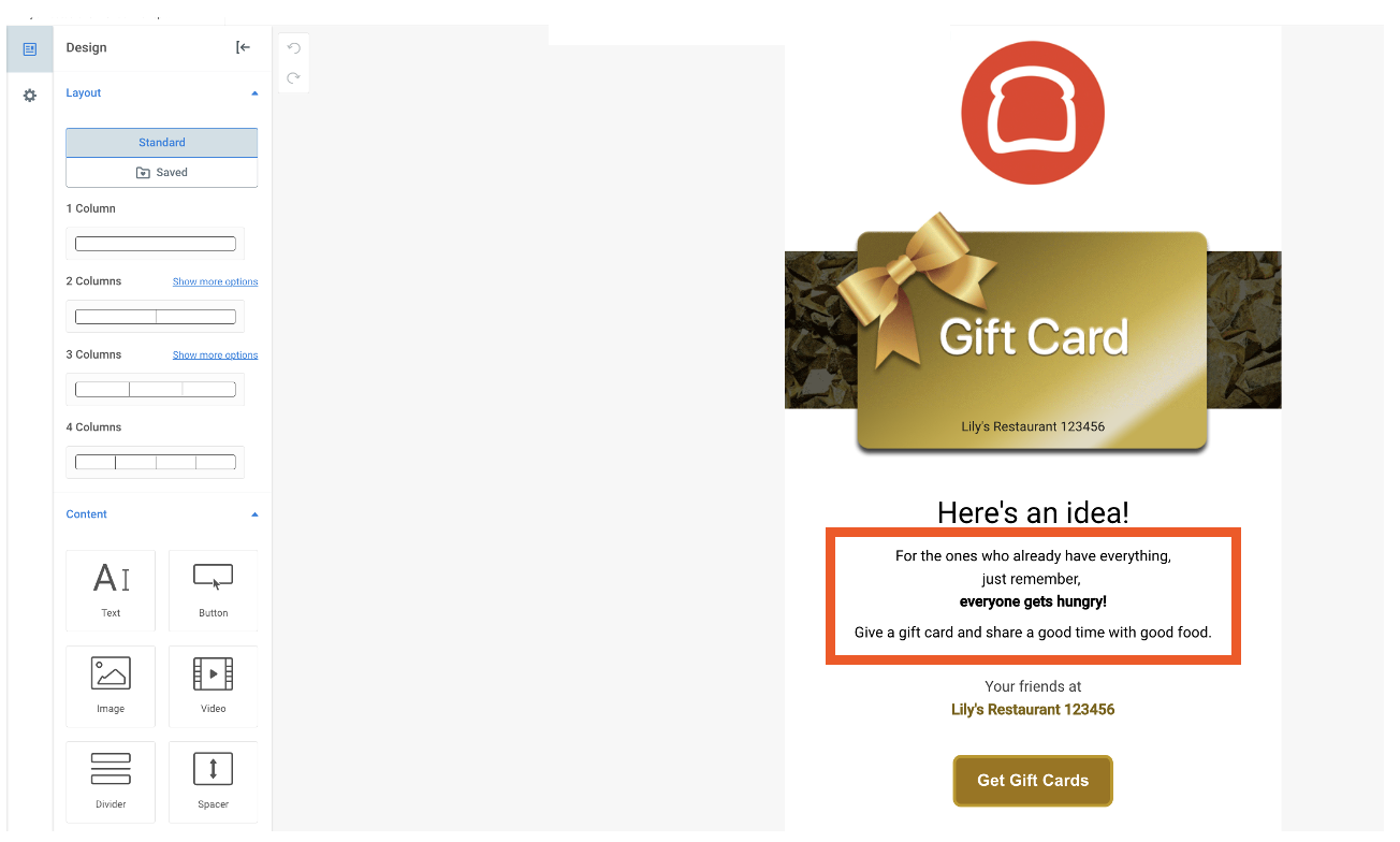 discount message in marketing email
