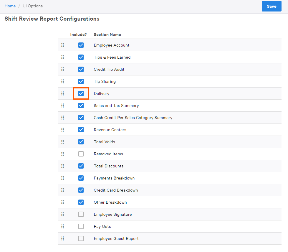 Shift Review Report Configurations