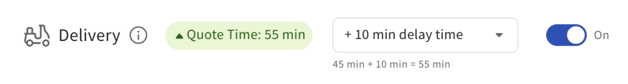 Toast web view of a set quote time.