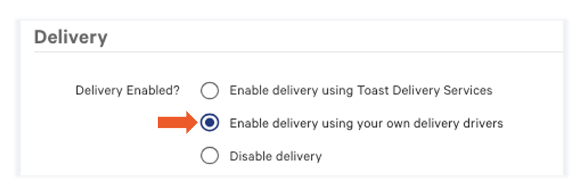 Enable takeout/delivery page.