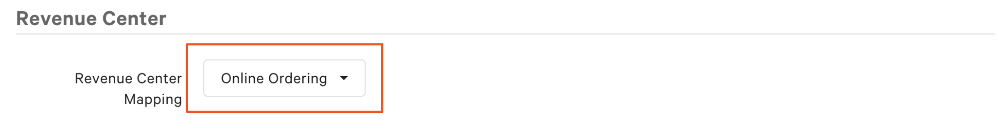 Assigning revenue center for Online Ordering.