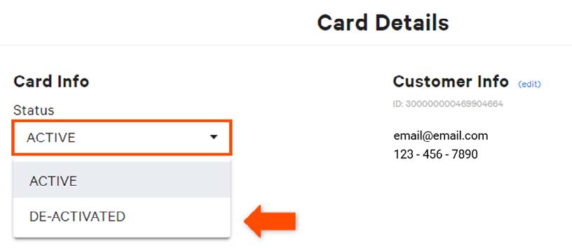 Drop down menu under status select de-activated