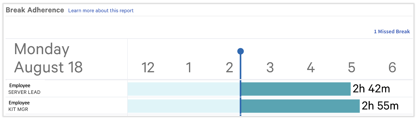Break adherence report example
