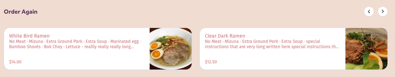 Order again carousel