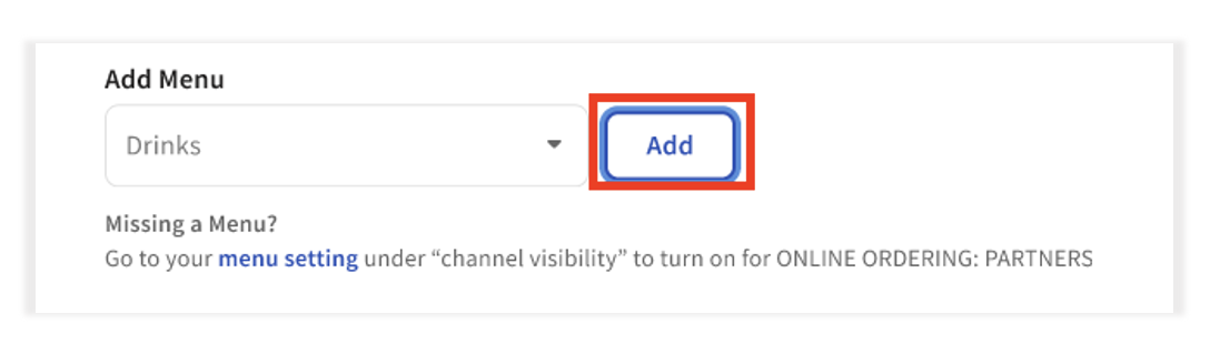 Grubhub configuration menu addition.