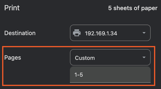 To only print a certain number of Form W-2s, utilize the Pages setting