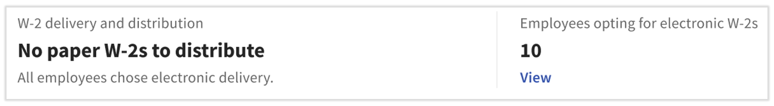 "No paper W-2s to distribute" tile in the Tax Center
