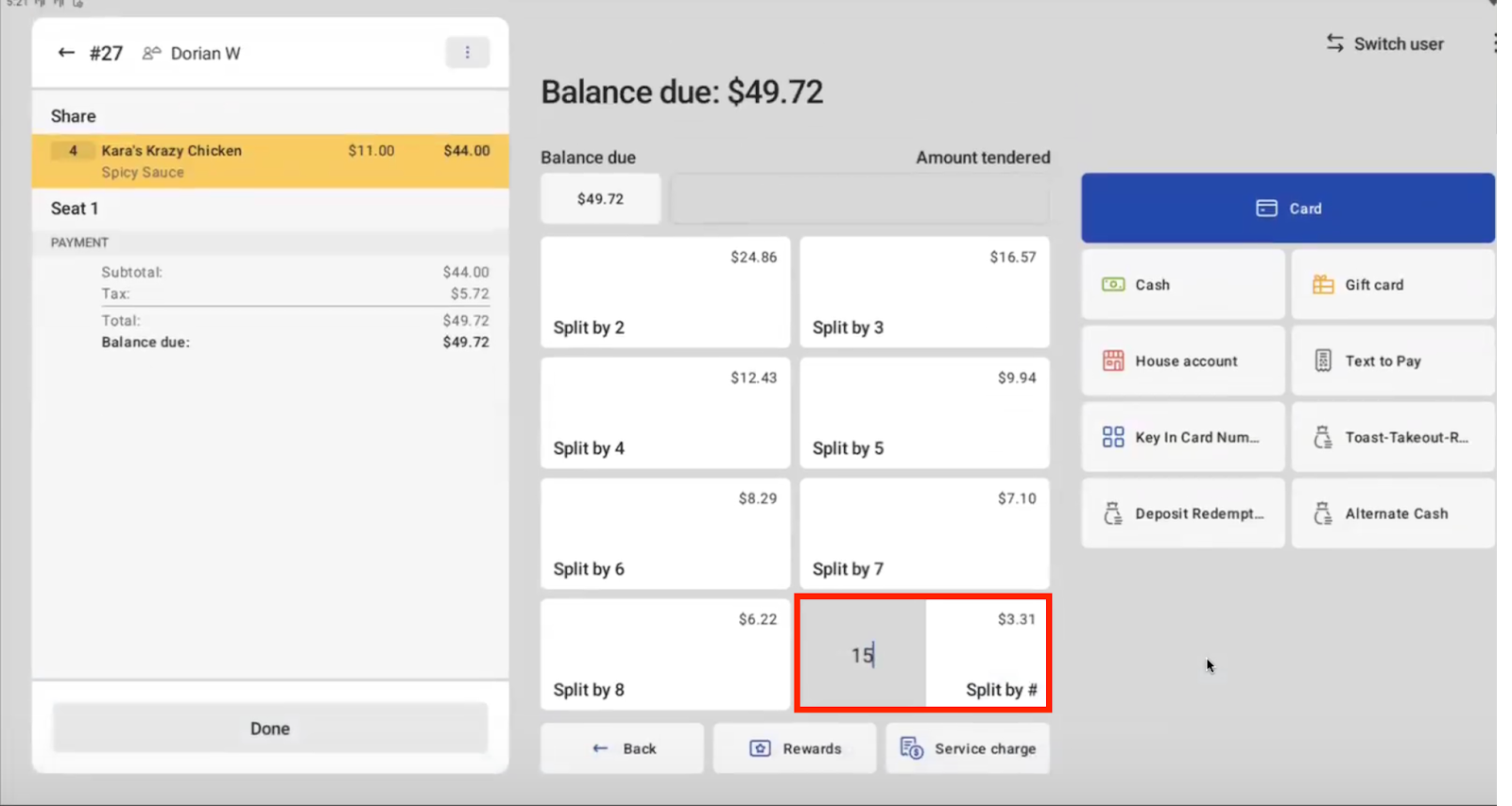 Split check more than 9 ways