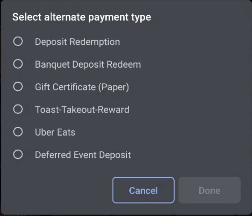 Choices of other payment options