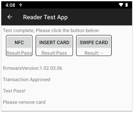 Card reader test app