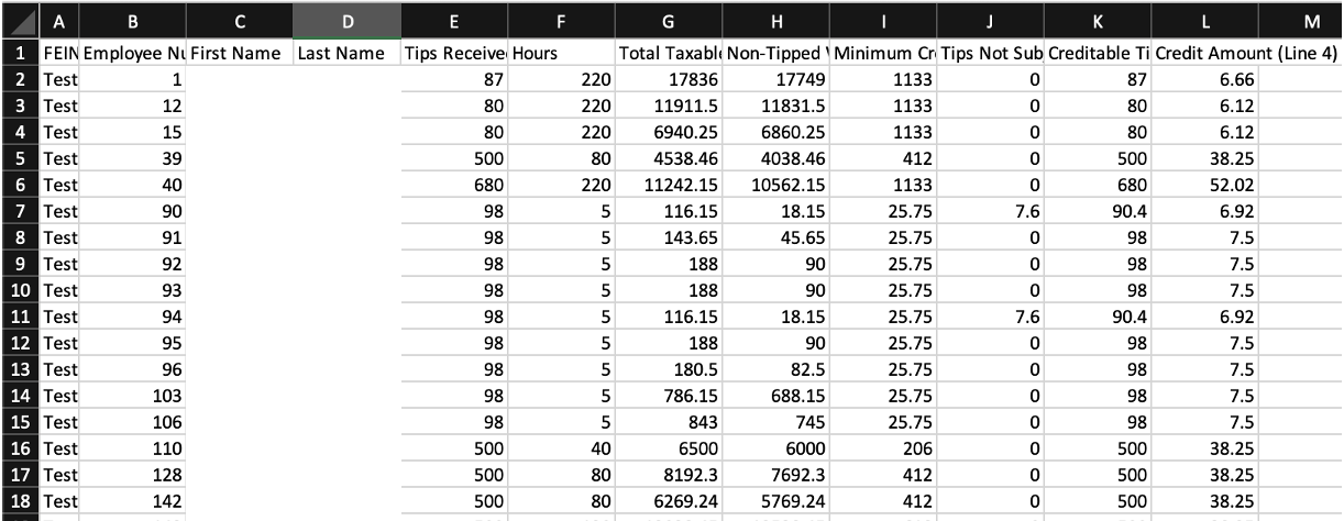 FICA tip credit report in Toast Payroll