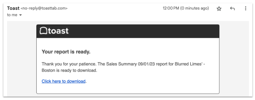 your report is ready on the screen